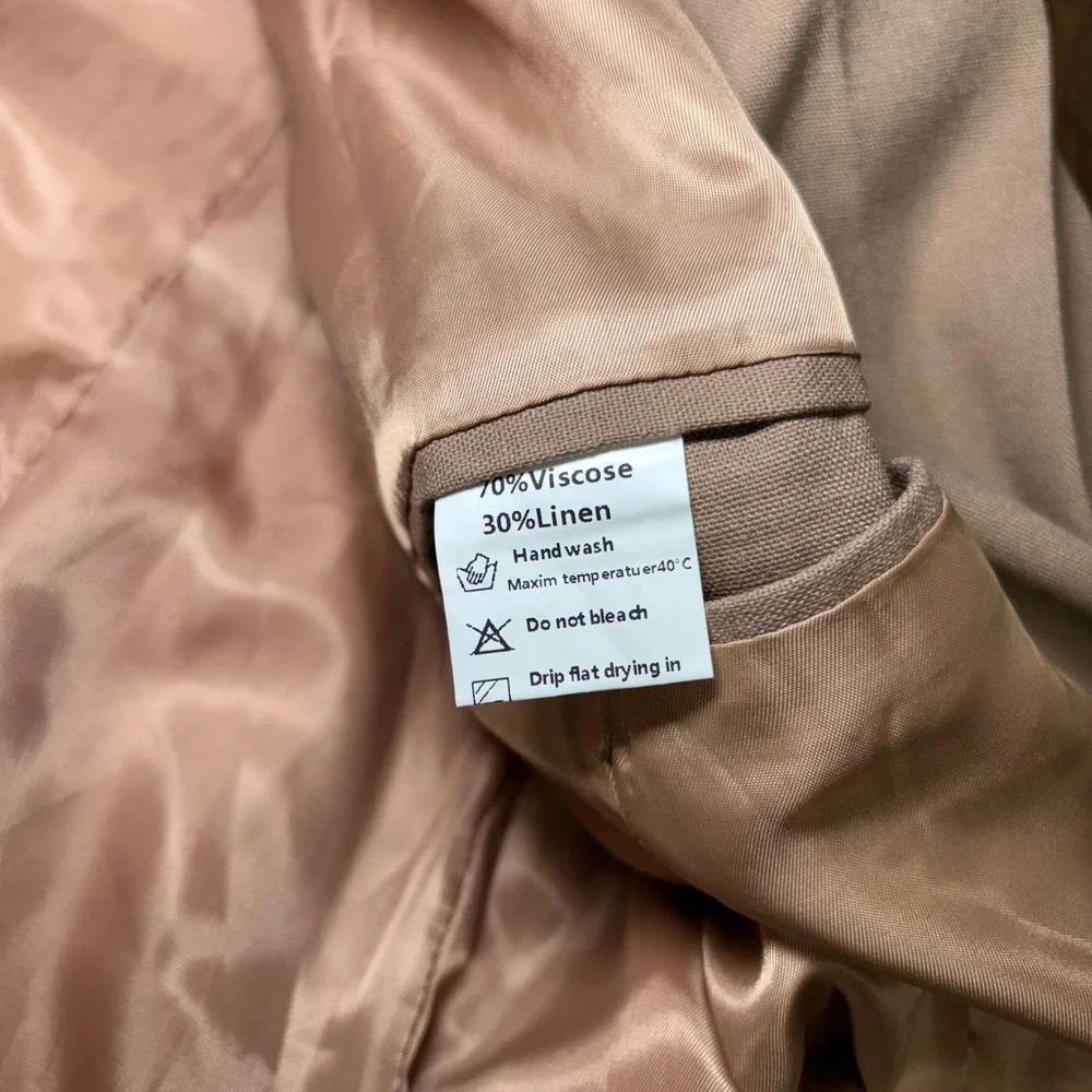 New COOFANDY Linen Blend Blazer Tan Sport Coat Jacket Mens 2XL One Button Close